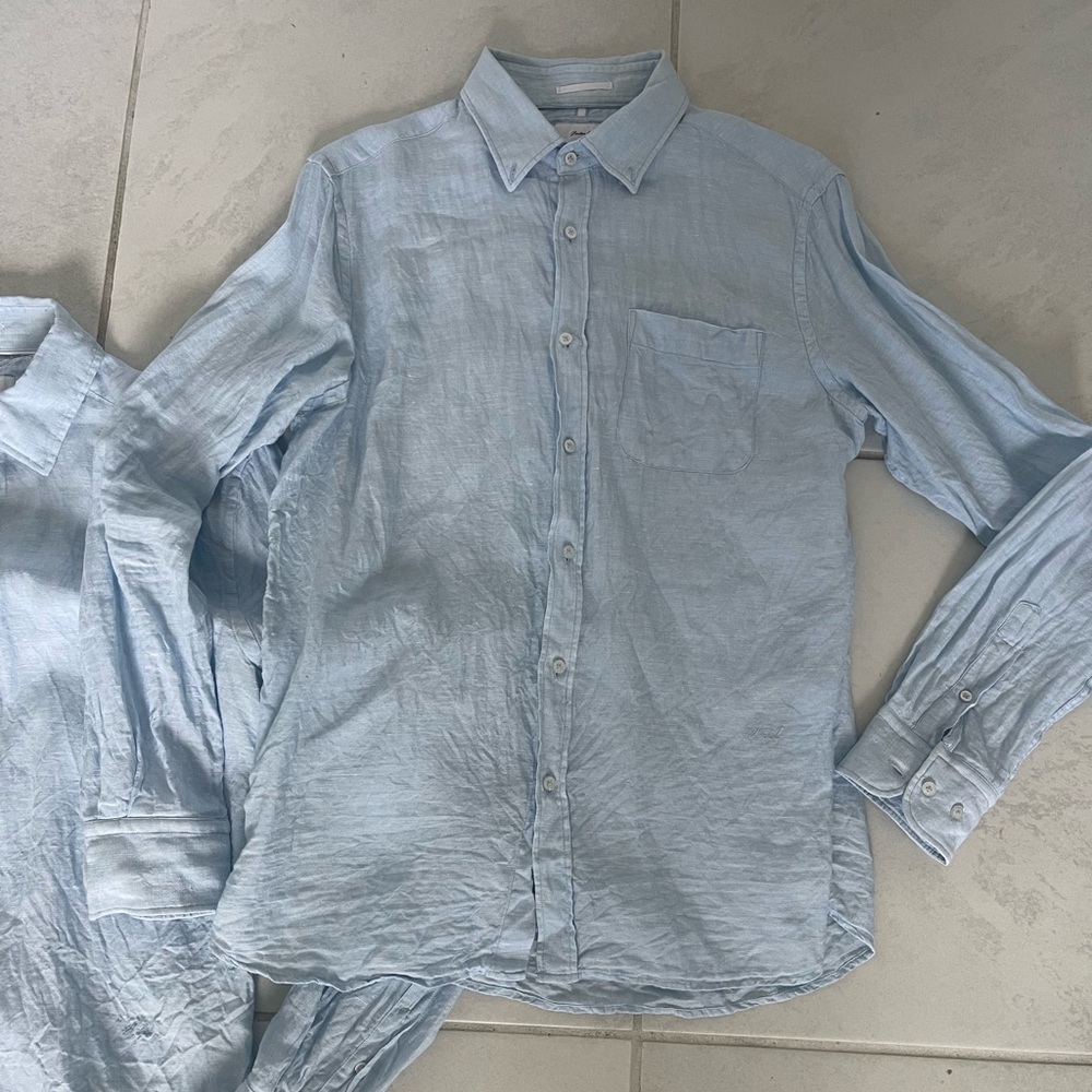 Porter & Ash Bundle 2 100% Linen Button Ups Size Medium Color Baby Blue - Picture 7 of 14